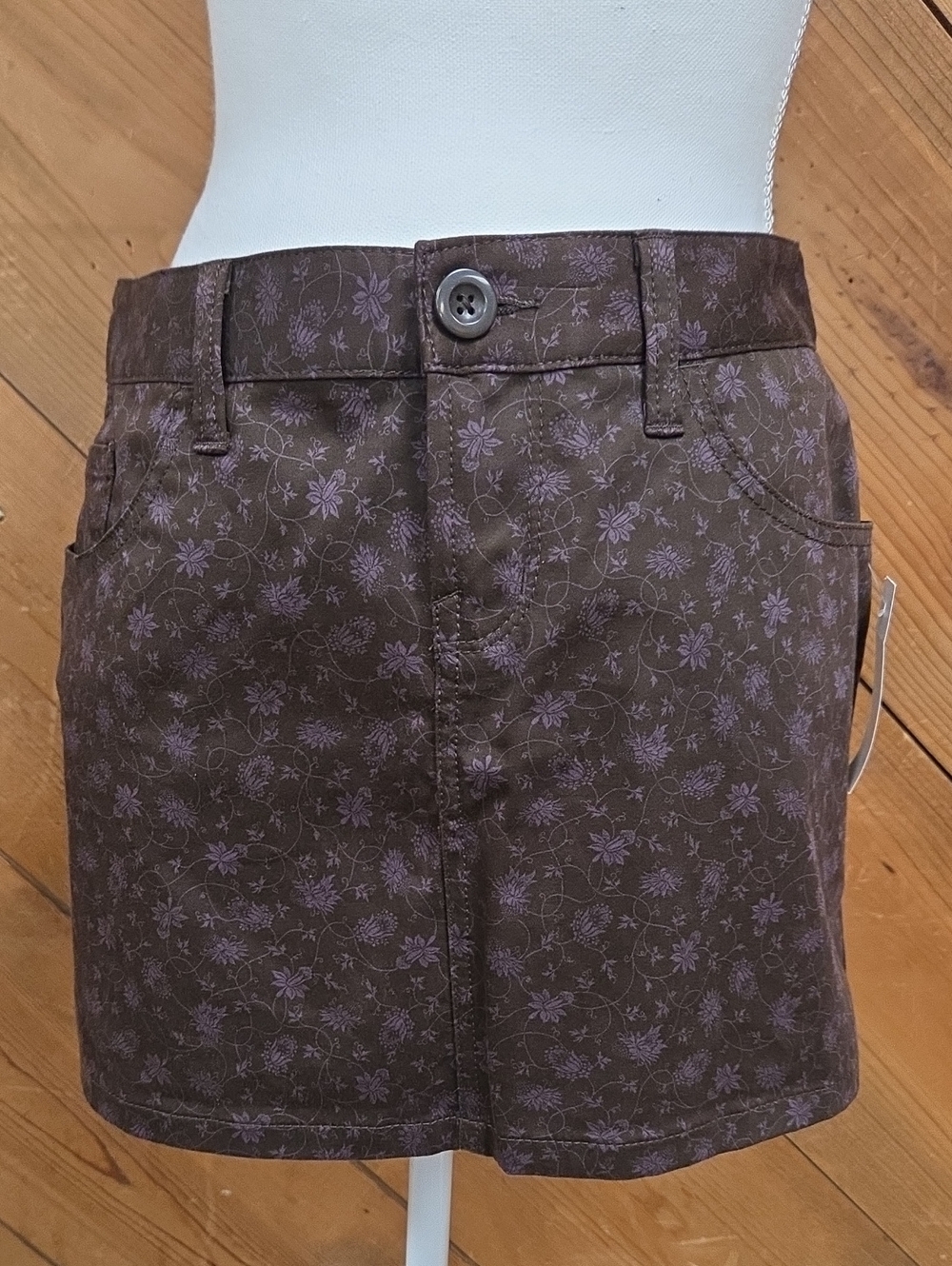 Express Brown Floral Print Mini Skirt Size 2